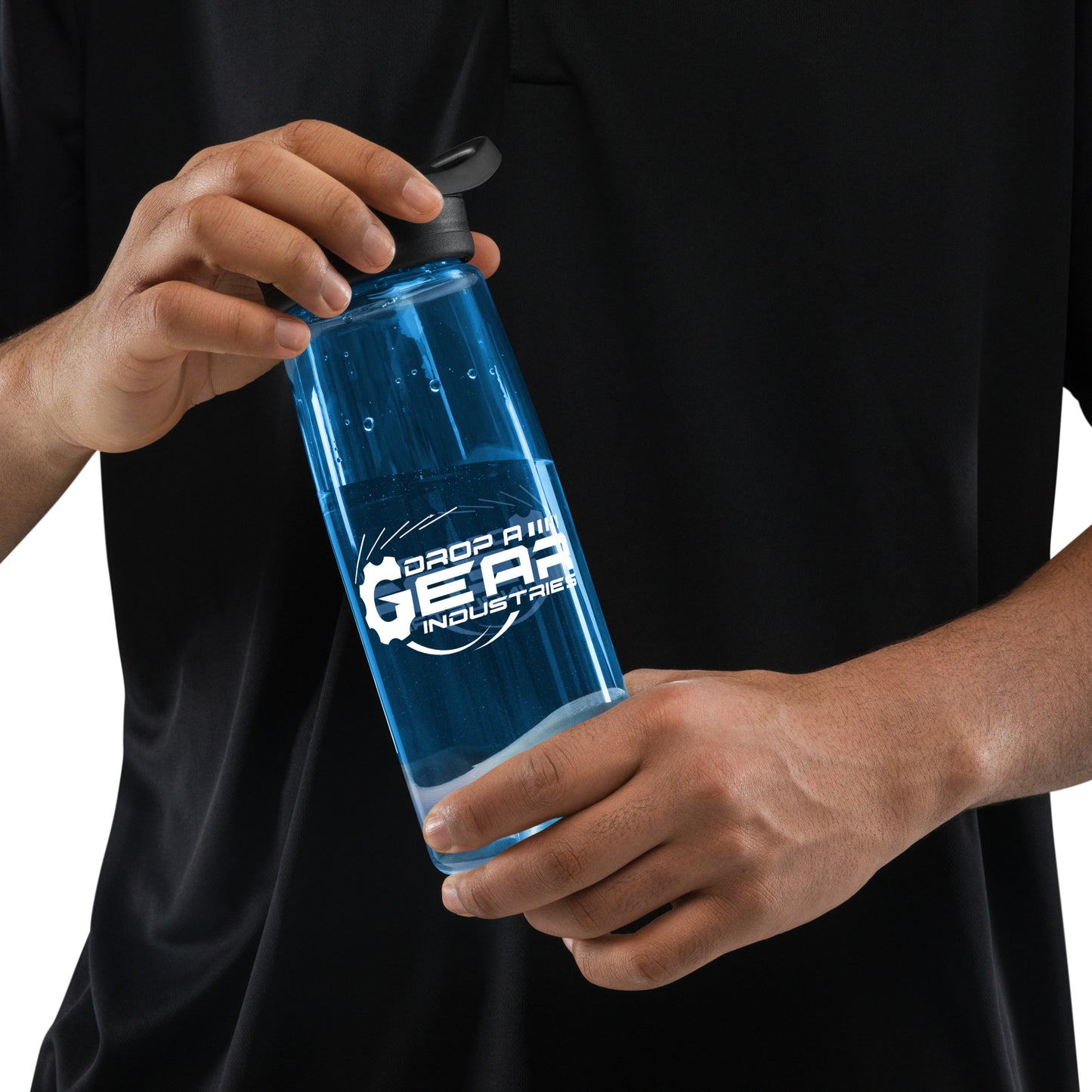 Drop A Gear logo water bottle